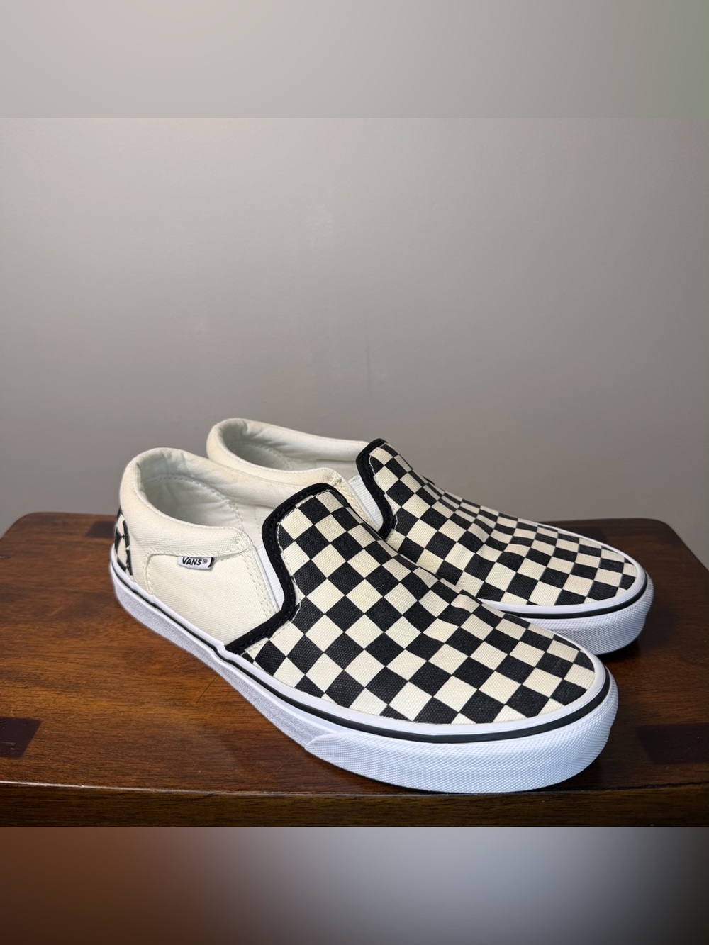 Vans Classic Slip-On Checkerboard Black White Mens Size 8.5 Sneakers Shoes